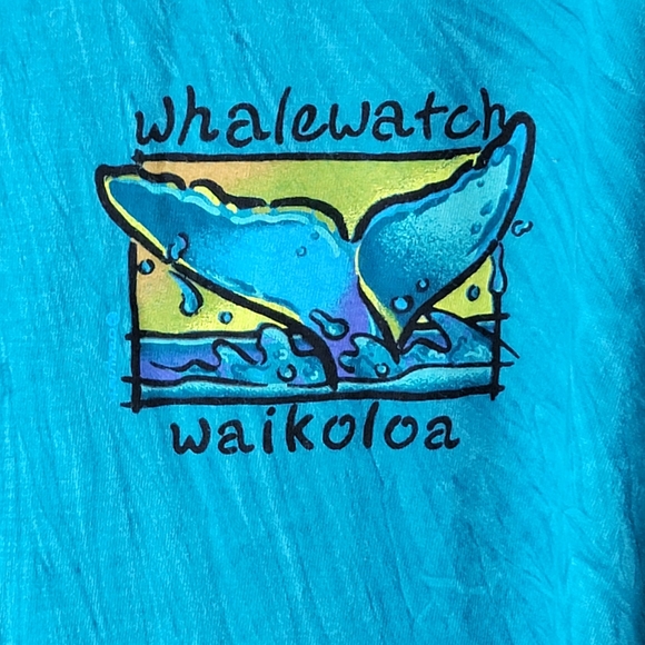 Whalewatch Waikoloa Hawaii Ocean Blue Tie Dye Summer Vintage Tee Men's Size XL - Picture 4 of 13